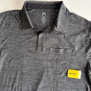Ski-Doo Mens Large Charcoal Tech Polo Short Sleeve Performance Quick Dry Wicking
